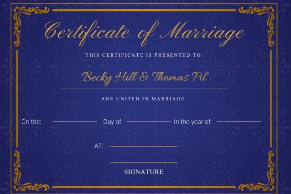 church marriage certificate